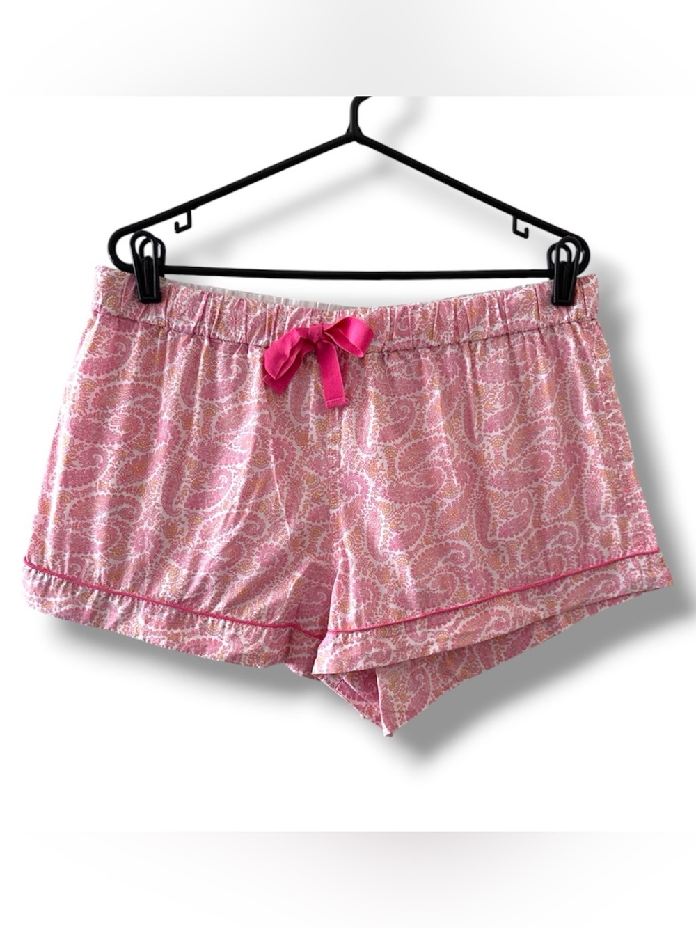 J. Crew Cotton Poplin Pink & White Beach Paisley Pajama Shorts Womens Size Large